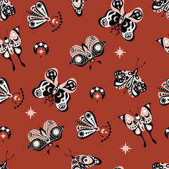 Mystic Seamless Pattern. Design for fabric, textiles, wallpaper, packaging. - obrazy, fototapety, plakaty
