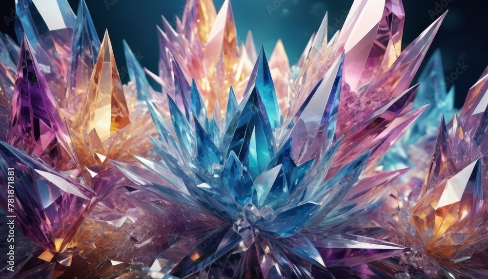 Poster this image captures the essence of a dream with its digitally rendered sharp crystal formations in m