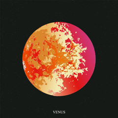 Venus poster. Venus in gradient style. Venus is a planet in the solar system Vector illustration. - 781872003