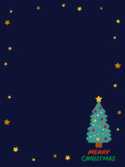 Starry night sparkling Christmas tree background illustration