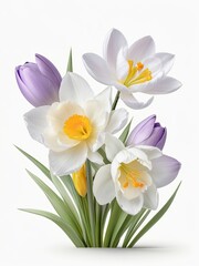 Fototapeta premium 3d wild flowers, leaves, nature, soft colors, freshness, pastel tones on white background 