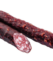 Italian salami sausage isolated on white background