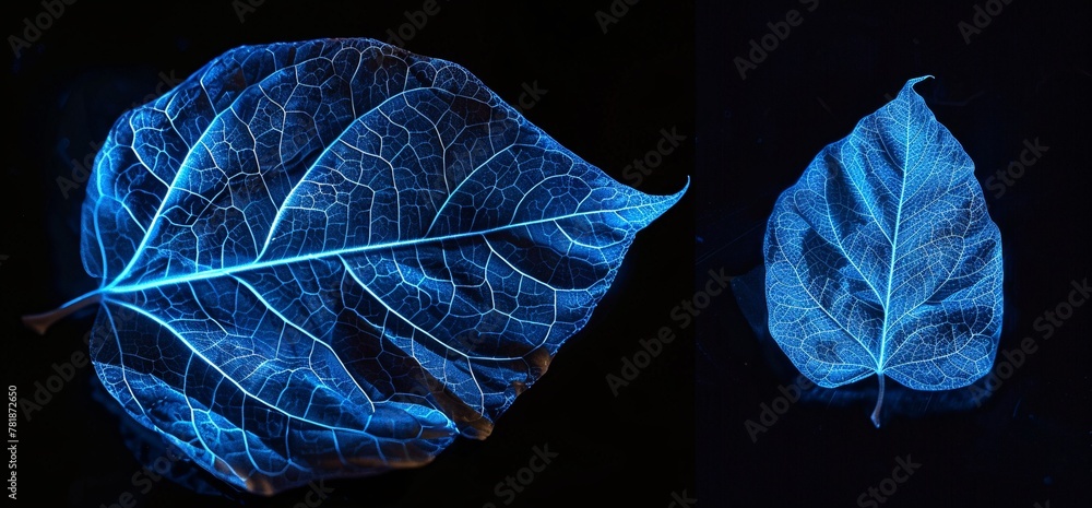 Poster Illuminated Leaf A Study in Light and Shadow Generative AI