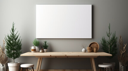  branding notice board mockup on a wooden table with white empty paper copy space for edits 