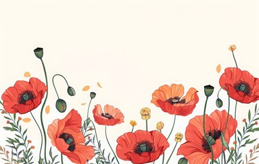 9 may, National celebration of victory day in Russia. Remembrance Day background with poppy flowers and text "Lest we forget". Red flower for Remembrance Day poster template. 