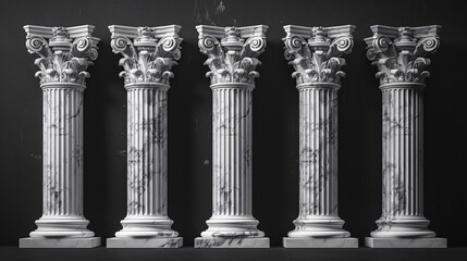 Obraz premium Classical Architecture Three Marble Columns Generative AI