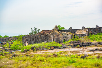 Stone houses and stone piles in the ancient salt fields of Yanding, Danzhou, Hainan, China