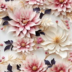 Pink floral elements, white background