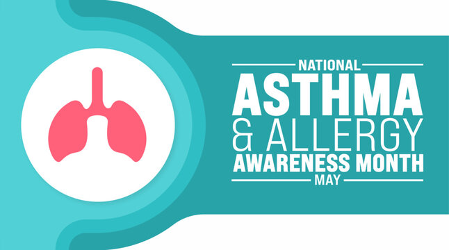 May is Asthma and Allergy Awareness Month background template. Holiday concept. use to background, banner, placard, card, and poster design template with text inscription and standard color. vector