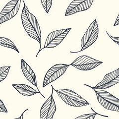 an illustration of an minimal leaf pattern on a white background - obrazy, fototapety, plakaty