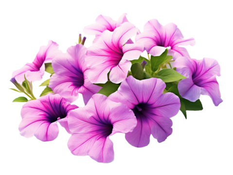 Petunia flowers, isolated on blank background.
