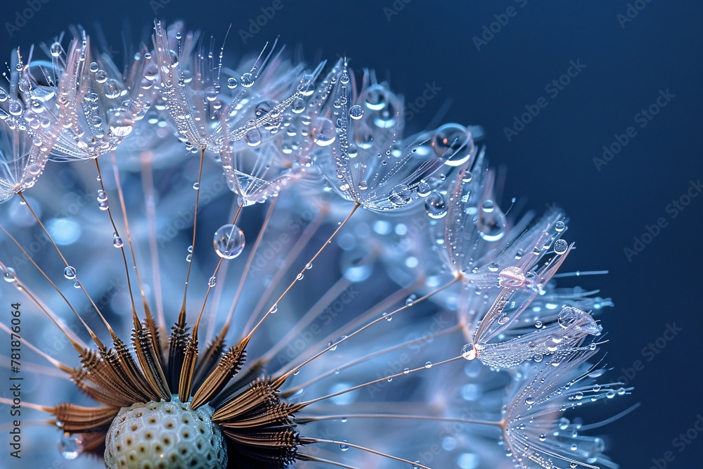 Poster dewdrops on a dandelion seed generative ai