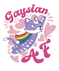 Gaysian Cat Rainbow Pride Playful Graphic