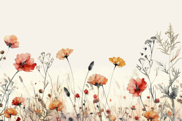 Retro Watercolor Blossoms flowers 