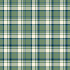 Seamless plaid patterns in dark blue, green, and beige for textile design. Tartan plaid pattern with square-shaped graphic background for a fabric print. Vector illustration.