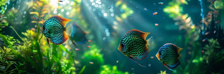 Vibrant Aquatic Life A Close-up View of a Colorful Fish in a Lush Aquarium Generative AI