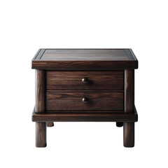 Blank Wooden Table Mockup: Front View of Dark Brown Empty Table Against Transparent or White Background (PNG)