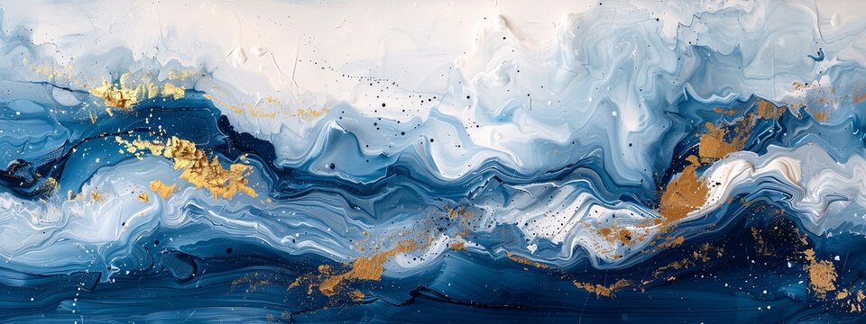 Abstract Ocean A Gold-Flecked Artistic Interpretation of the Sea Generative AI