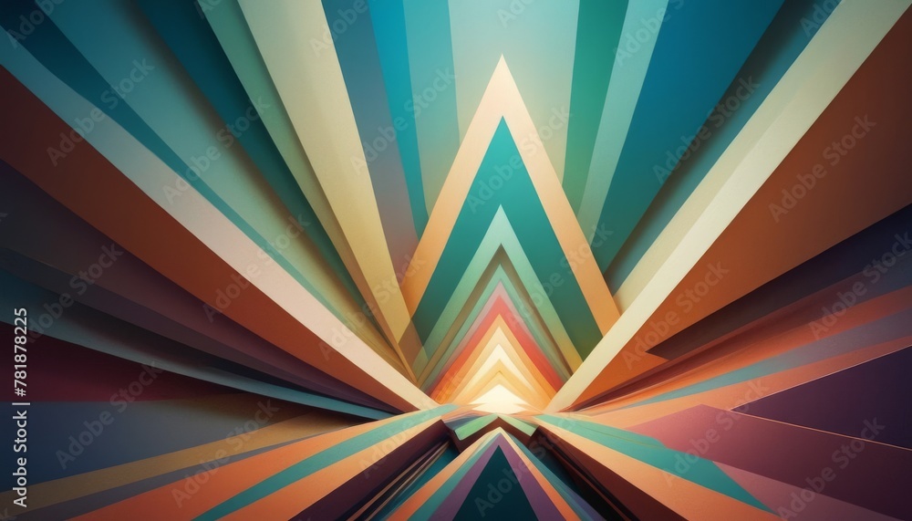Poster a vibrant digital abstract featuring a spectrum of colors converging into a triangle, symbolizing di