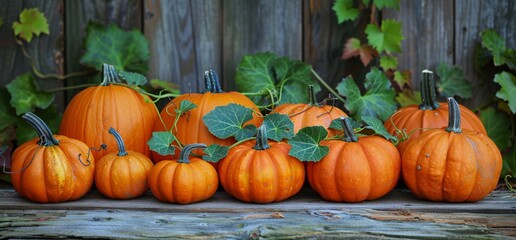 Autumnal Harvest A Collection of Orange Pumpkins Generative AI