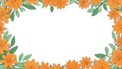 Radiate warmth with our hand-drawn orange floral frame illustration. A blank canvas invites your text or photo, adding a cozy touch to your design