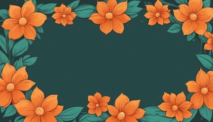 Radiate warmth with our hand-drawn orange floral frame illustration. A blank canvas invites your text or photo, adding a cozy touch to your design