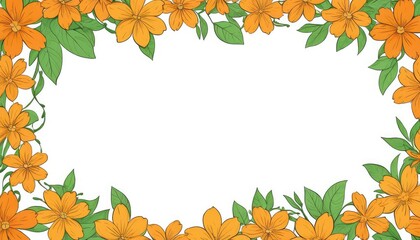 Radiate warmth with our hand-drawn orange floral frame illustration. A blank canvas invites your text or photo, adding a cozy touch to your design