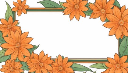 Radiate warmth with our hand-drawn orange floral frame illustration. A blank canvas invites your text or photo, adding a cozy touch to your design