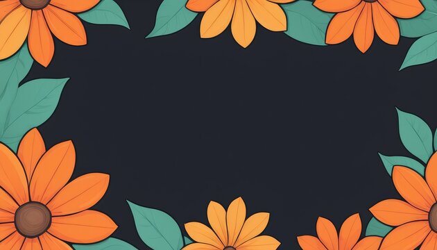 Radiate warmth with our hand-drawn orange floral frame illustration. A blank canvas invites your text or photo, adding a cozy touch to your design