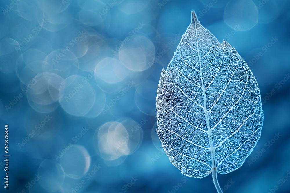 Poster silent solitude a single leaf in a blurred forest generative ai
