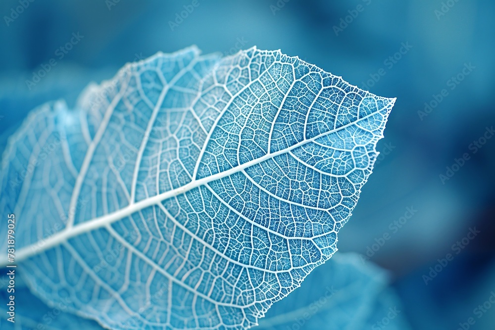 Poster the veins of nature a close-up view of a leaf's vascular system generative ai