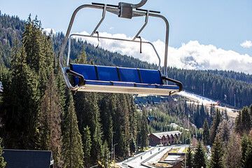empty ski lift above the ski resort. Active recreation