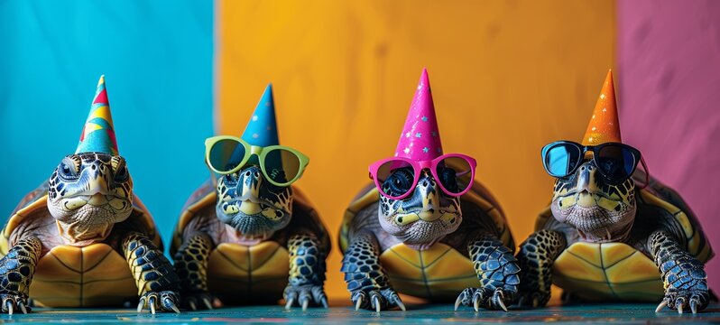Two Turtles in Party Hats A Playful and Creative Image Generative AI