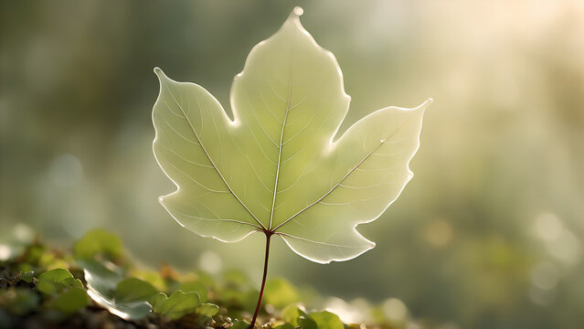 Capture the ethereal essence of a wishing leaf against a softly blurred backdrop