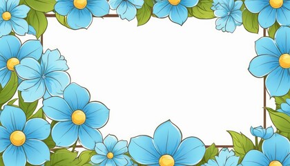 Dive into tranquility with our hand-drawn blue floral frame illustration. An open space awaits your text or photo