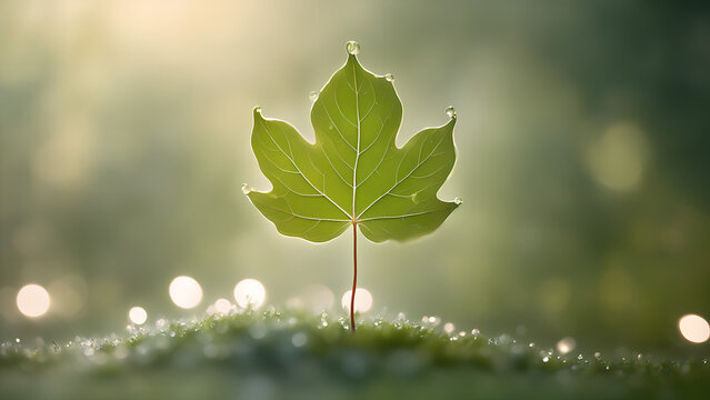 Capture the ethereal essence of a wishing leaf against a softly blurred backdrop