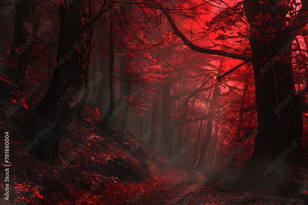 Poster mystical forest path a journey through the enchanted woods generative ai