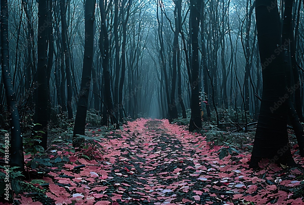 Poster mystical forest path a journey through the enchanted woods generative ai