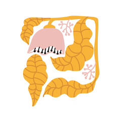 Colorful floral doodle illustration in a naive style