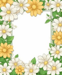 Fototapeta premium Enter the world of elegance with our hand-drawn white floral frame illustration