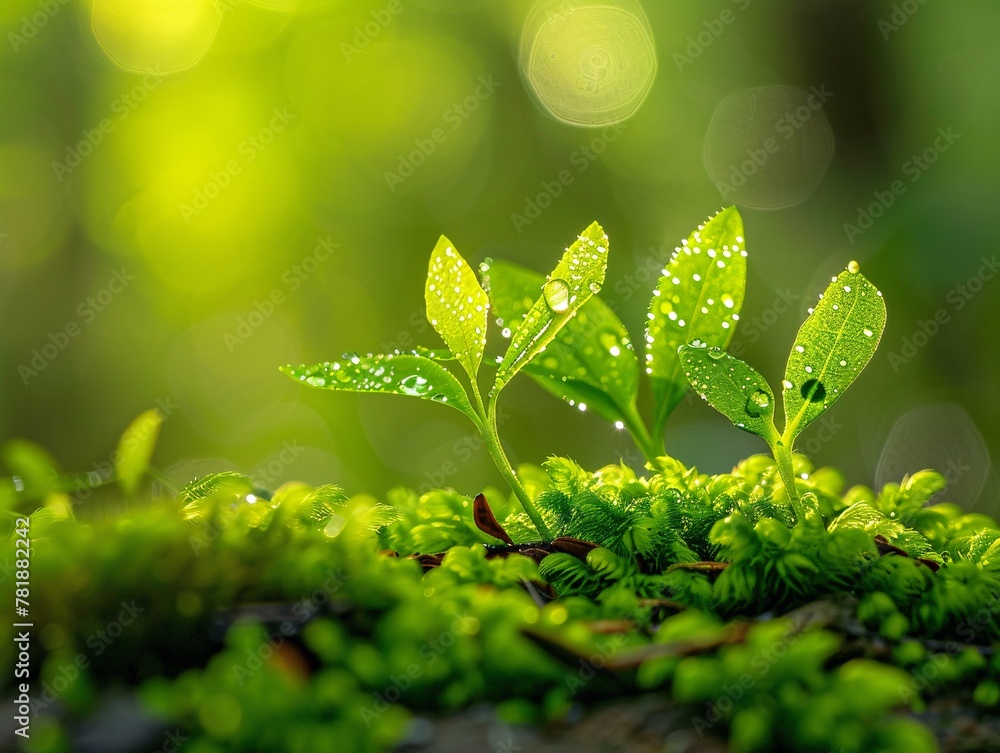 Poster nature's tiny sprouts a close-up view of the miracle of life generative ai