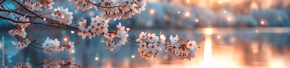 Poster blossoming serenity a springtime reflection generative ai