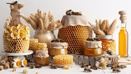 Honey Harvest A Collection of Honey Products and Bees Generative AI