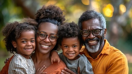 Happy Multigenerational Family Embracing Outdoors