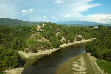 Valdarno (Arno river Valley) landscape in Tuscany region. - obrazy, fototapety, plakaty