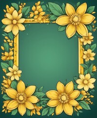 Obraz premium Radiate warmth with our hand-drawn yellow floral frame illustration. A canvas awaits your text or photo, adding a sunny touch to your design