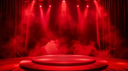ed stage with spotlights and smoke. Stage background for presentation, show or award ceremony