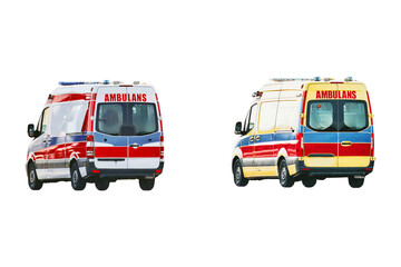 Isolated on white background Medical Assistance Vehicle Standing - Powered by Adobe