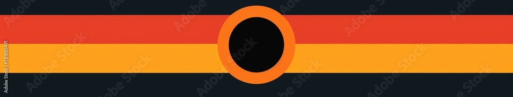 Wall mural A horizontal black oval on an orange background between two black stripes