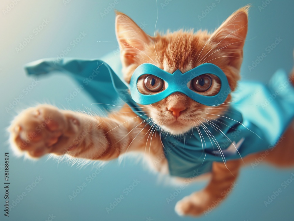 Aufkleber super kitten a feline hero in action generative ai